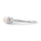 10k White Gold 4.5mm Round June/ Freshwater Cultured Pearl and Diamond Ring