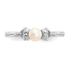 10k White Gold 4.5mm Round June/ Freshwater Cultured Pearl and Diamond Ring