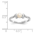 10k White Gold 4.5mm Round June/ Freshwater Cultured Pearl and Diamond Ring