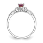 10k White Gold 6x4mm Oval July/ Ruby and Diamond Ring