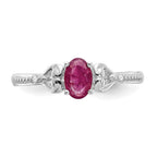 10k White Gold 6x4mm Oval July/ Ruby and Diamond Ring