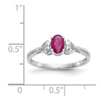 10k White Gold 6x4mm Oval July/ Ruby and Diamond Ring