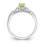 10k White Gold 6x4mm Oval August/ Peridot and Diamond Ring