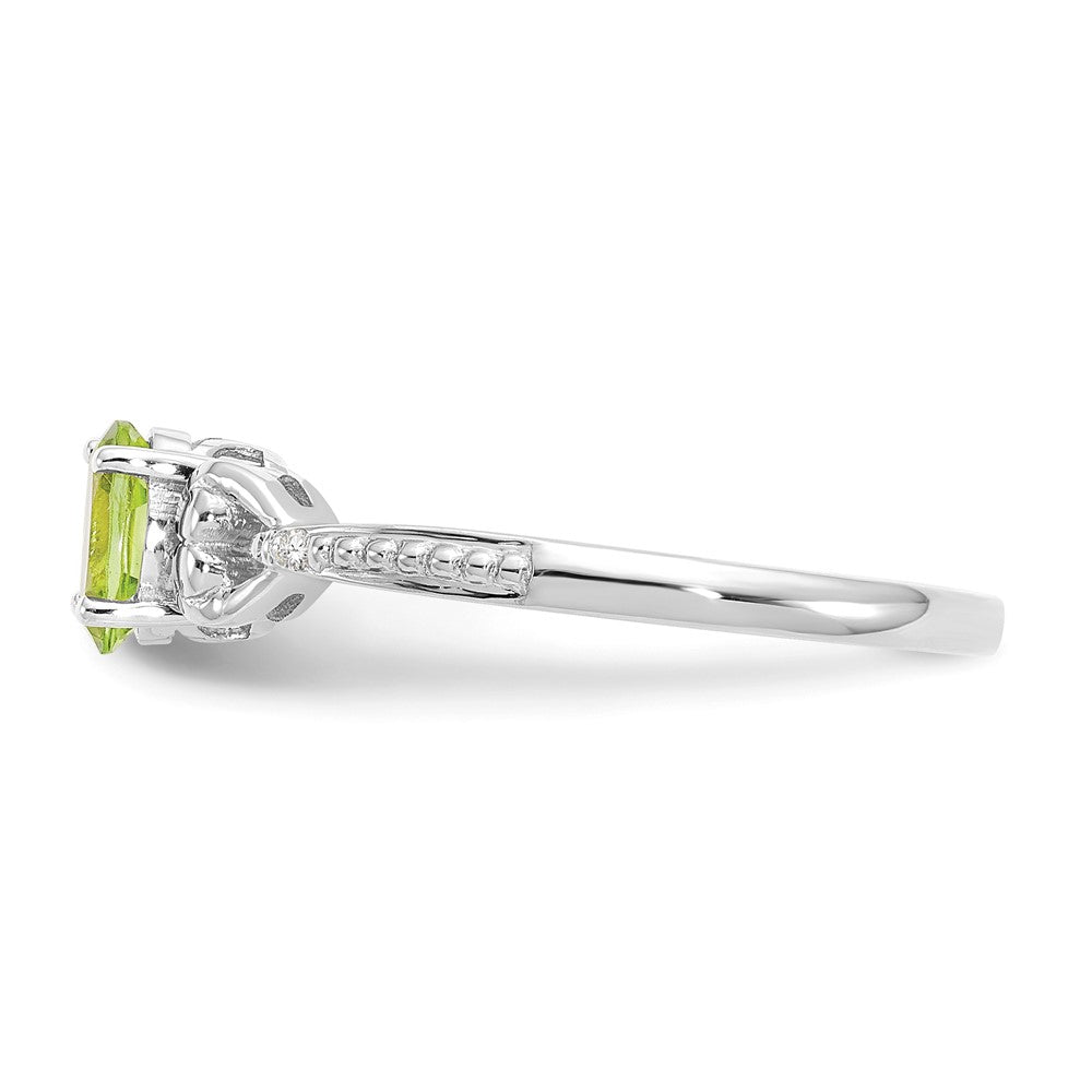 10k White Gold 6x4mm Oval August/ Peridot and Diamond Ring
