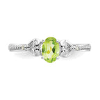 10k White Gold 6x4mm Oval August/ Peridot and Diamond Ring