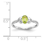 10k White Gold 6x4mm Oval August/ Peridot and Diamond Ring