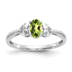 10k White Gold 6x4mm Oval August/ Peridot and Diamond Ring