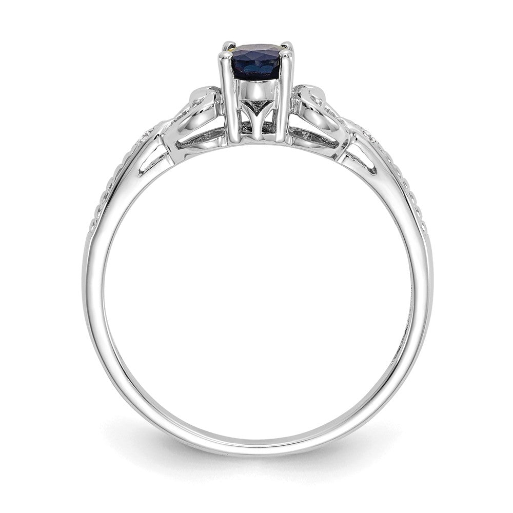 10k White Gold 6x4mm Oval September/ Sapphire and Diamond Ring