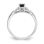 10k White Gold 6x4mm Oval September/ Sapphire and Diamond Ring