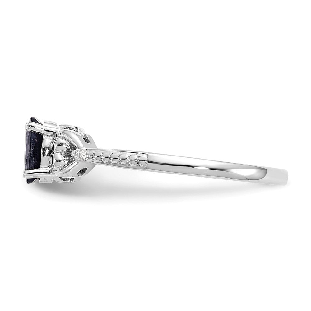 10k White Gold 6x4mm Oval September/ Sapphire and Diamond Ring