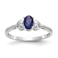 10k White Gold 6x4mm Oval September/ Sapphire and Diamond Ring