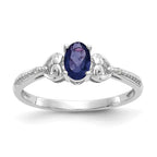 10k White Gold 6x4mm Oval September/ Sapphire and Diamond Ring