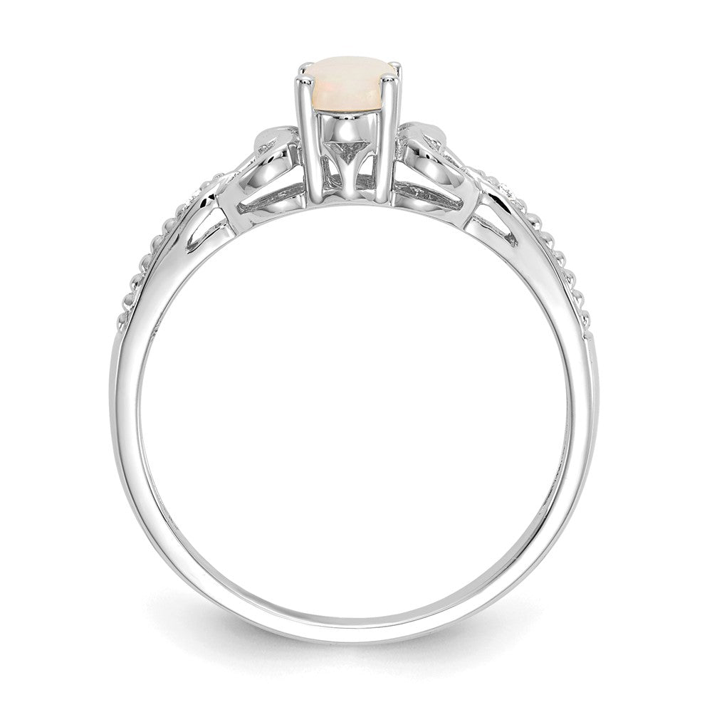 10k White Gold 6x4mm Oval October/ Opal and Diamond Ring