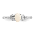 10k White Gold 6x4mm Oval October/ Opal and Diamond Ring