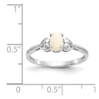 10k White Gold 6x4mm Oval October/ Opal and Diamond Ring