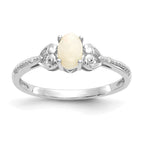 10k White Gold 6x4mm Oval October/ Opal and Diamond Ring