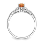 10k White Gold 6x4mm Oval November/ Citrine and Diamond Ring