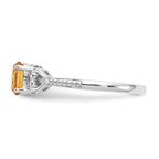 10k White Gold 6x4mm Oval November/ Citrine and Diamond Ring