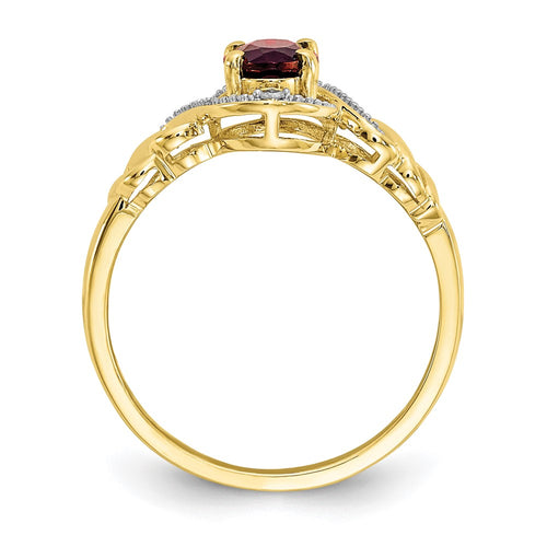 10k 7x5mm Oval January/ Garnet and Diamond Ring
