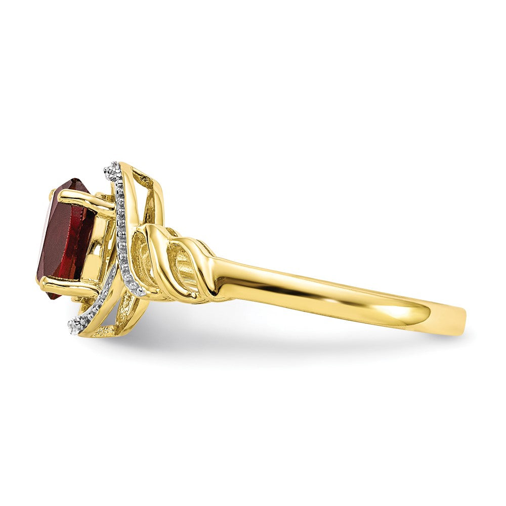 10k 7x5mm Oval January/ Garnet and Diamond Ring