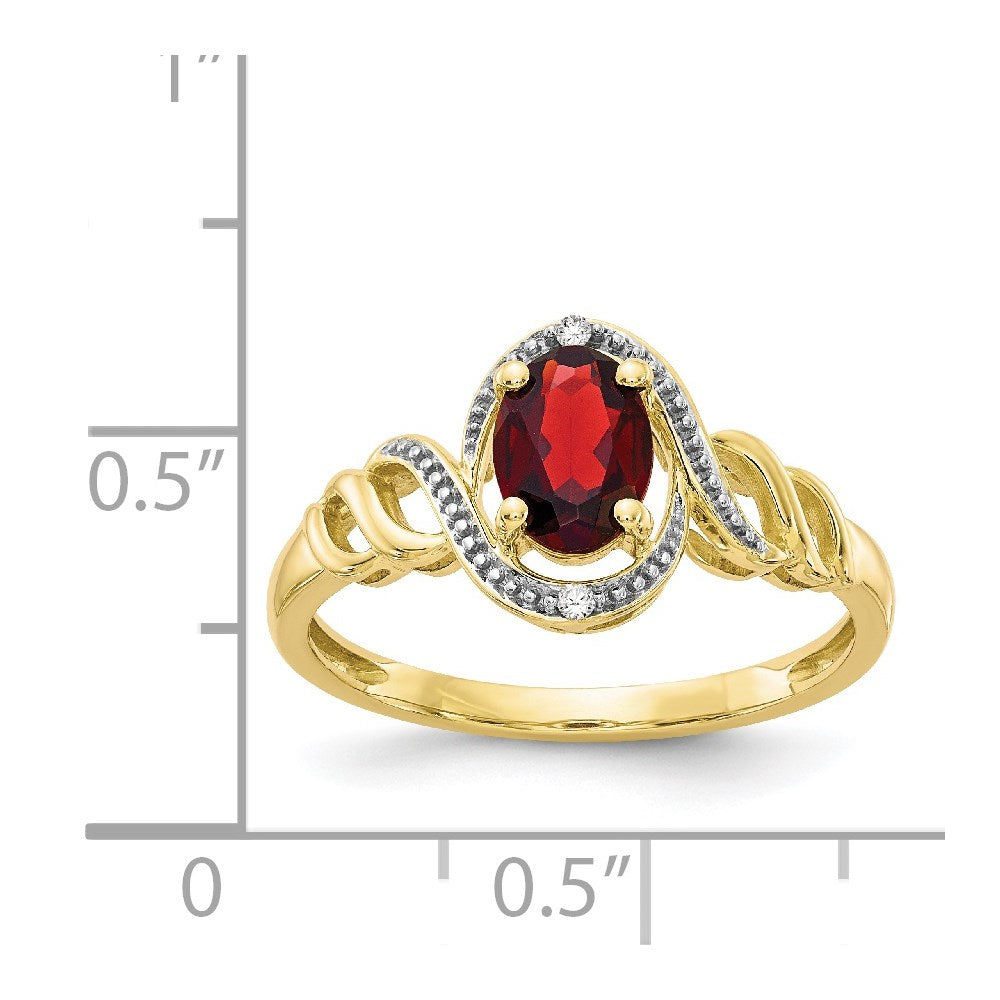 10k 7x5mm Oval January/ Garnet and Diamond Ring