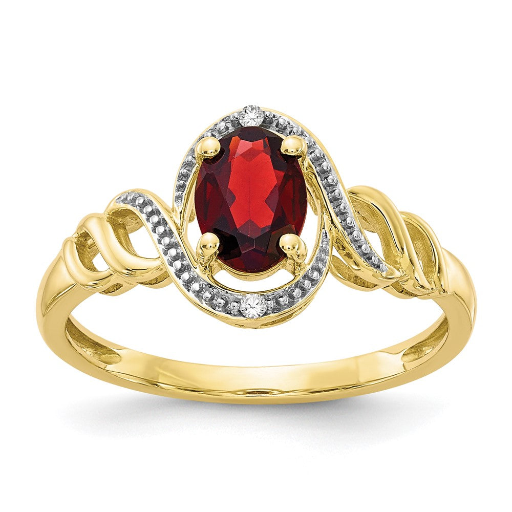 10k 7x5mm Oval January/ Garnet and Diamond Ring