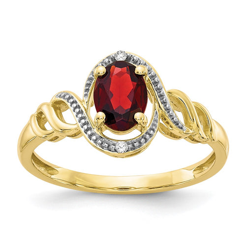 10k 7x5mm Oval January/ Garnet and Diamond Ring