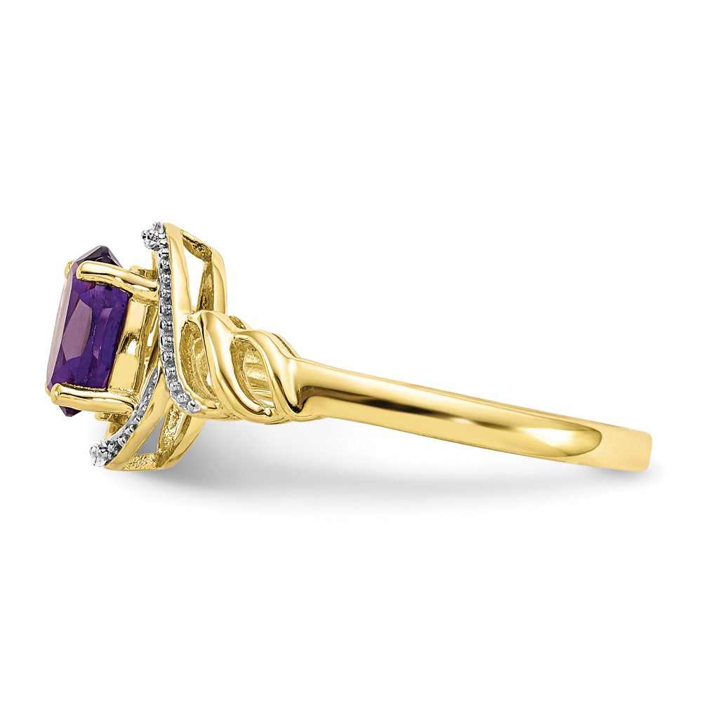 10k 7x5mm Oval February/ Amethyst and Diamond Ring