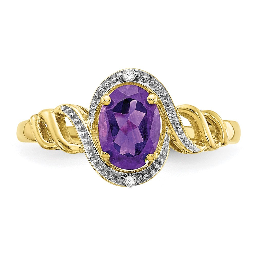 10k 7x5mm Oval February/ Amethyst and Diamond Ring