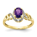 10k 7x5mm Oval February/ Amethyst and Diamond Ring