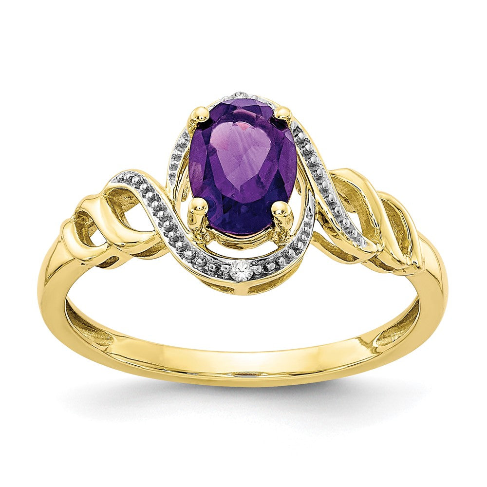 10k 7x5mm Oval February/ Amethyst and Diamond Ring