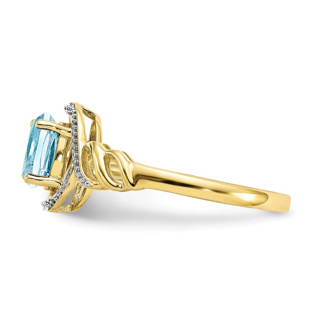 10k 7x5mm Oval March/ Aquamarine and Diamond Ring