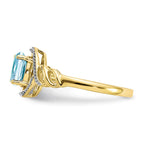 10k 7x5mm Oval March/ Aquamarine and Diamond Ring