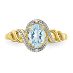 10k 7x5mm Oval March/ Aquamarine and Diamond Ring