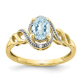 10k 7x5mm Oval March/ Aquamarine and Diamond Ring