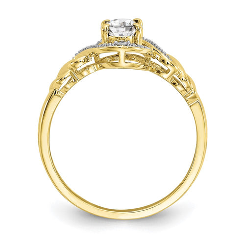 10k 7x5mm Oval April/ White Topaz and Diamond Ring