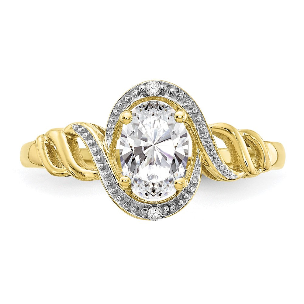 10k 7x5mm Oval April/ White Topaz and Diamond Ring