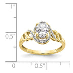 10k 7x5mm Oval April/ White Topaz and Diamond Ring
