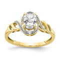 10k 7x5mm Oval April/ White Topaz and Diamond Ring