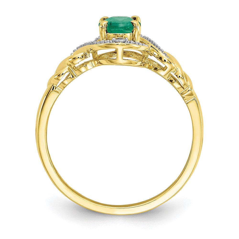 10k 7x5mm Oval May/ Emerald and Diamond Ring
