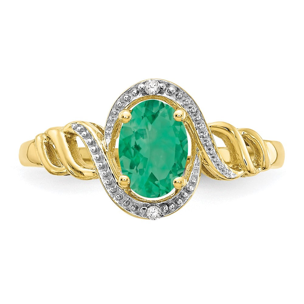 10k 7x5mm Oval May/ Emerald and Diamond Ring