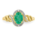 10k 7x5mm Oval May/ Emerald and Diamond Ring