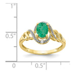 10k 7x5mm Oval May/ Emerald and Diamond Ring