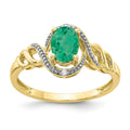 10k 7x5mm Oval May/ Emerald and Diamond Ring
