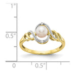 10K 5.5mm June/ Freshwater Cultured Pearl and Diamond Ring