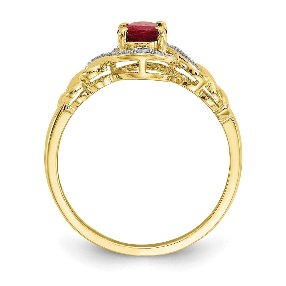 10k 7x5mm Oval July/ Ruby and Diamond Ring