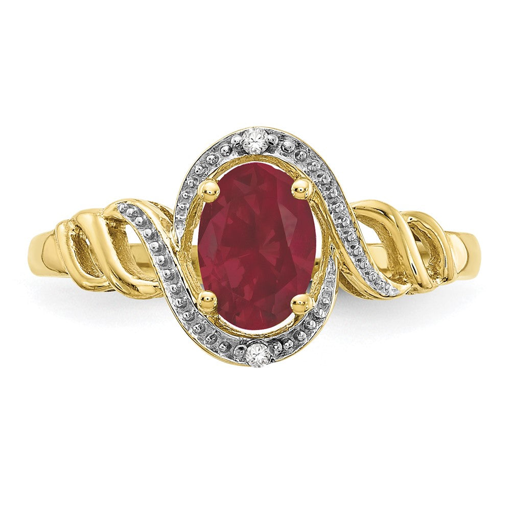 10k 7x5mm Oval July/ Ruby and Diamond Ring