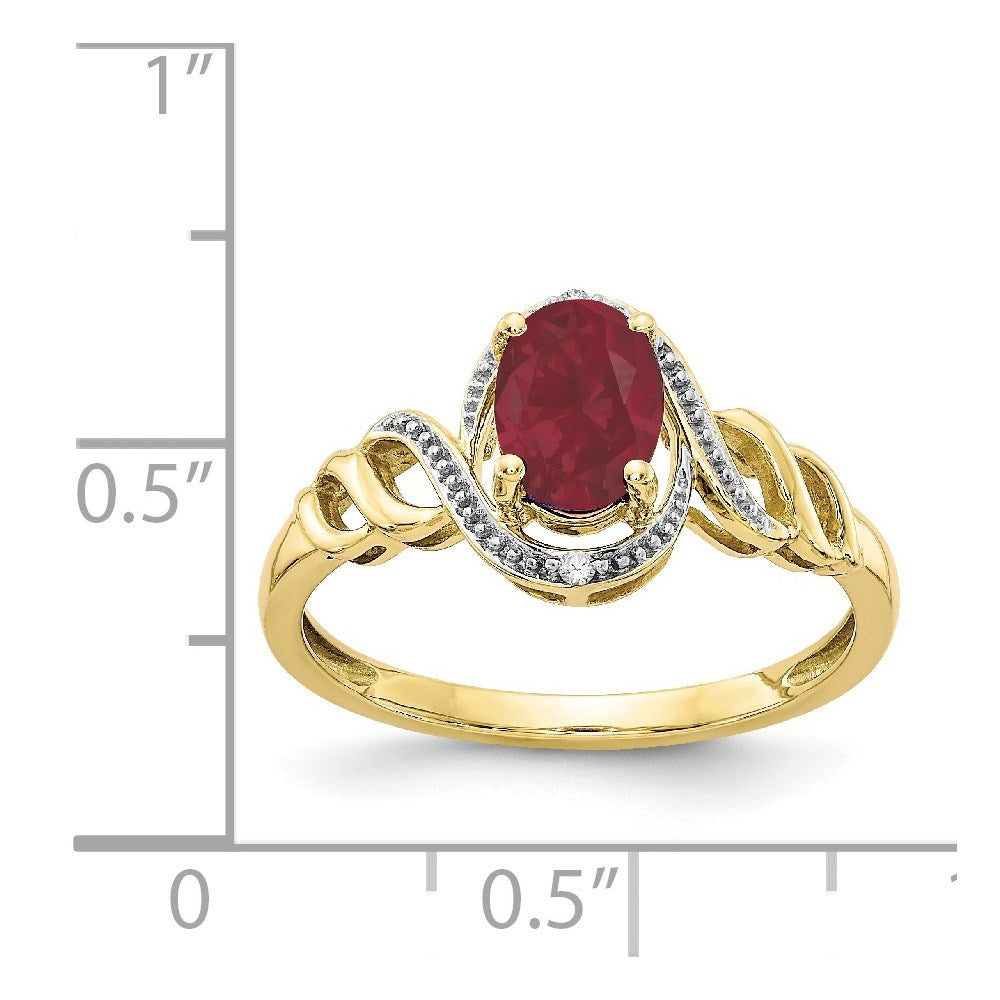 10k 7x5mm Oval July/ Ruby and Diamond Ring
