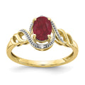 10k 7x5mm Oval July/ Ruby and Diamond Ring