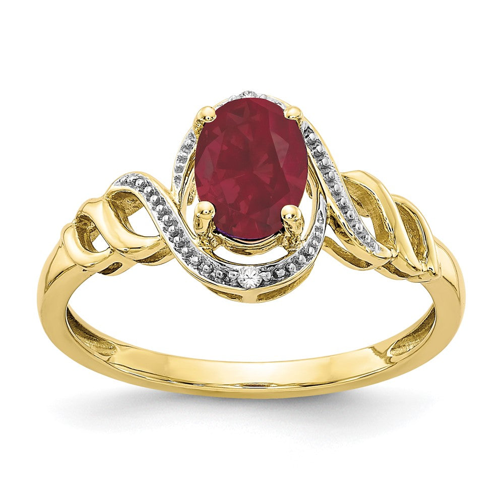 10k 7x5mm Oval July/ Ruby and Diamond Ring